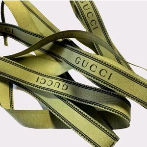 Authentic GUCCI Olive Logo Ribbon 2 Yards – 5/8" Italy Cotton Boutique Wrap NWOT
